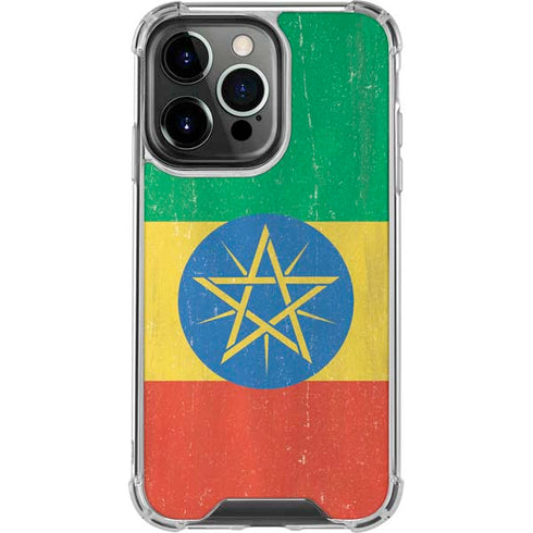 Ethiopia Flag Distressed iPhone 16 Pro Clear Case